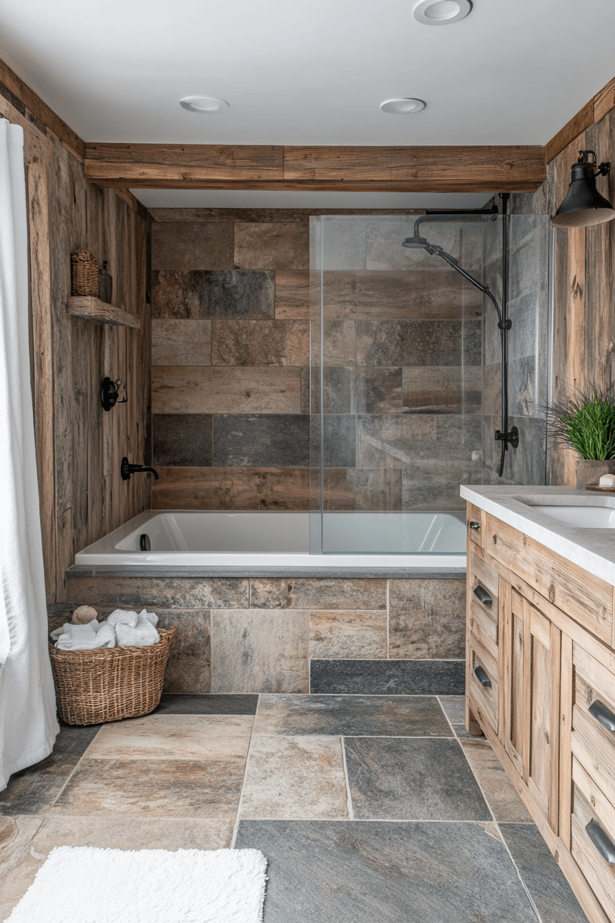 Small Bathroom With Tub And Shower Combo Farmhouse