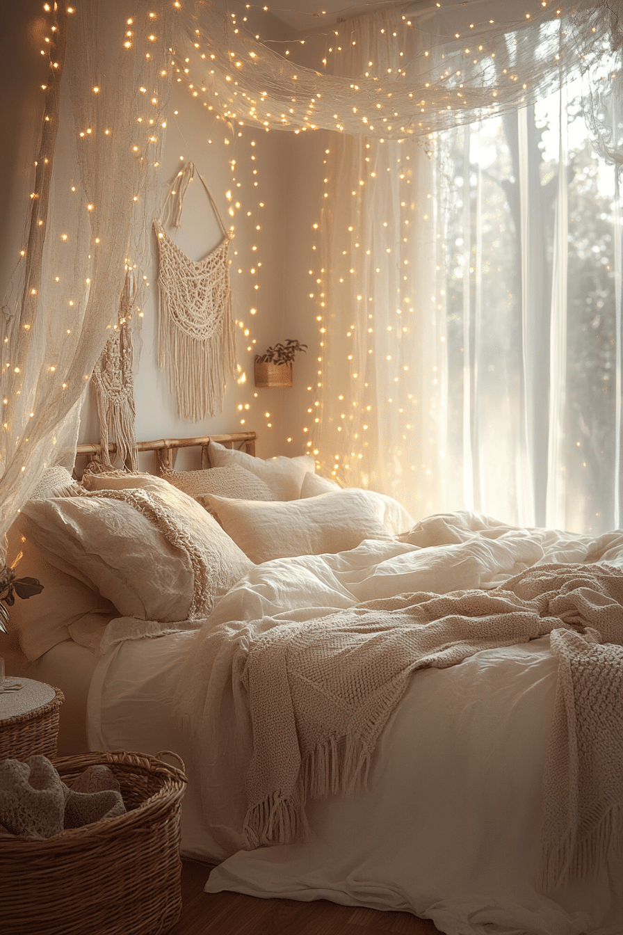 Boho Fairy Lights Bedroom Ideas