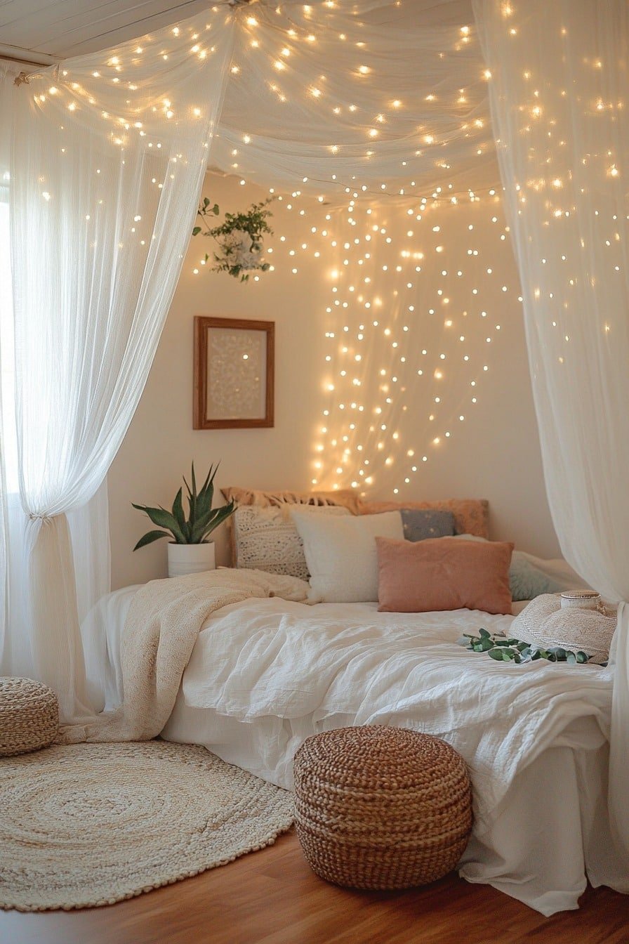 Boho Fairy Lights Bedroom Ideas