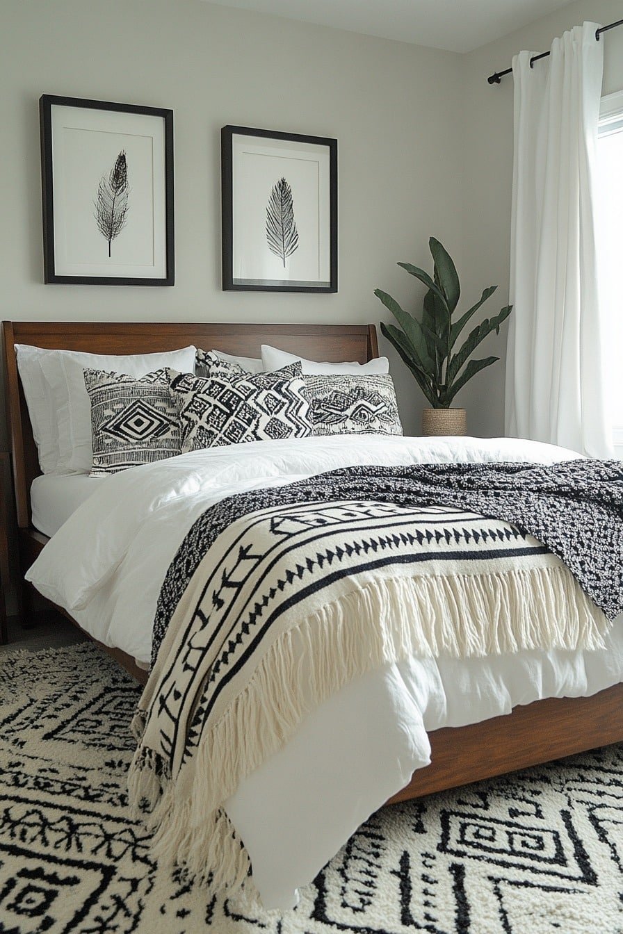 Monochrome Boho Bedroom