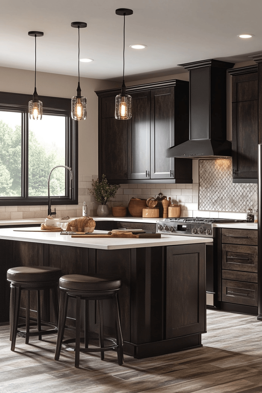 brown cabinets kitchen