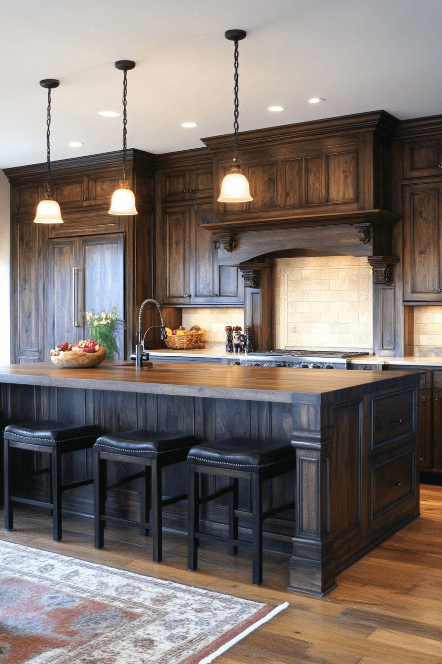 dark wood kitchen cabinets