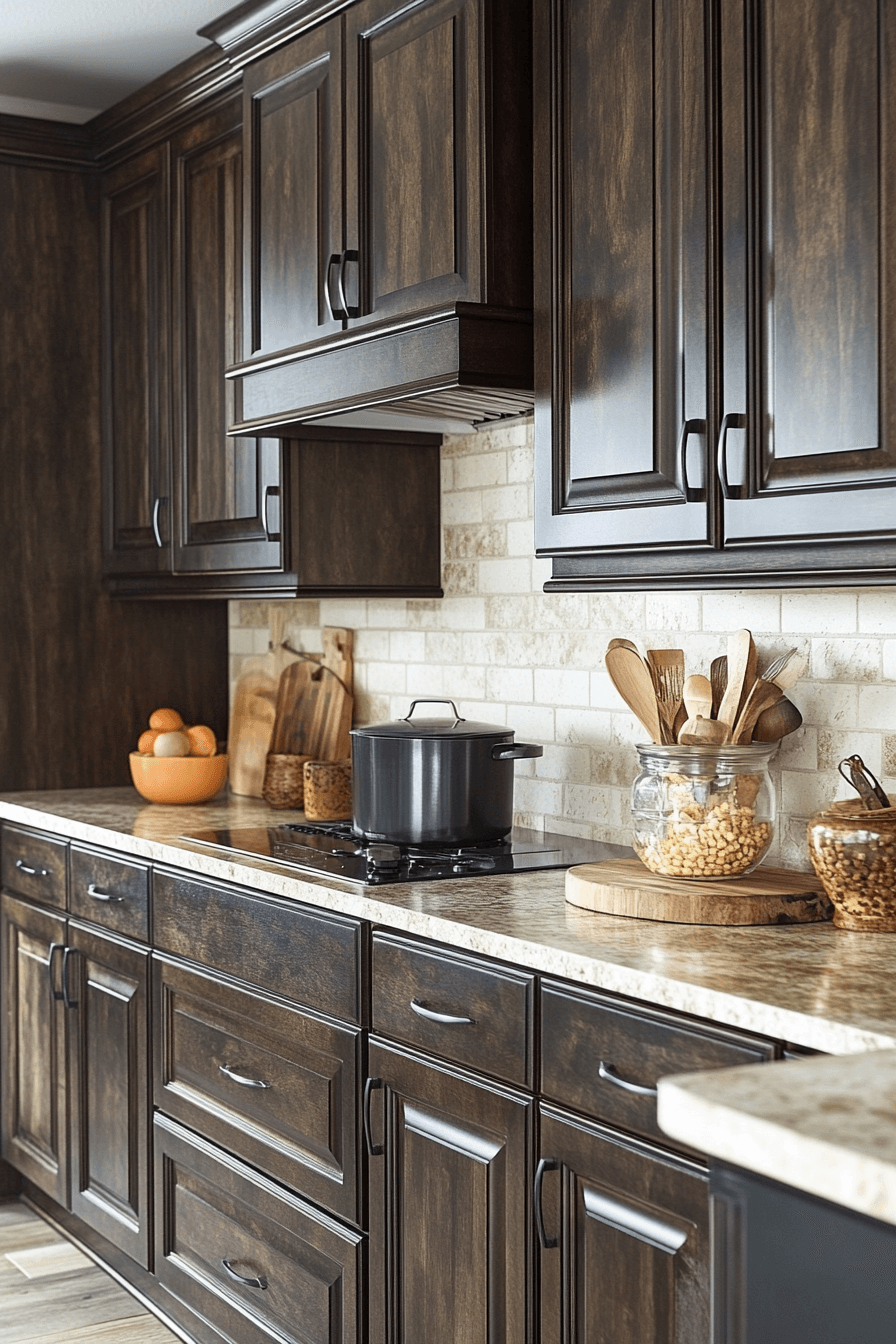 dark wood kitchen cabinets