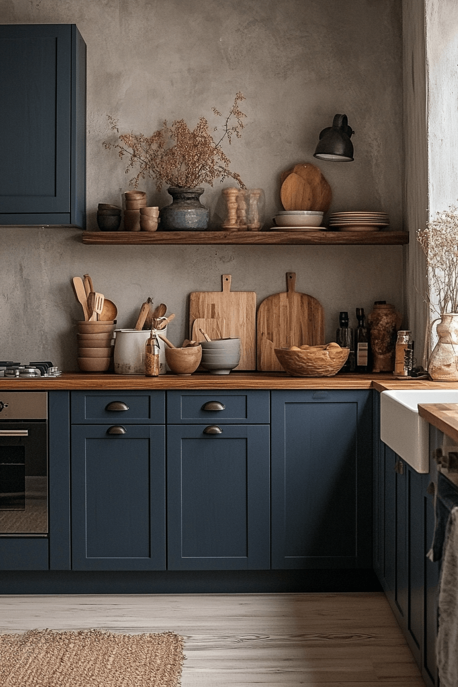 navy blue kitchen cabinets