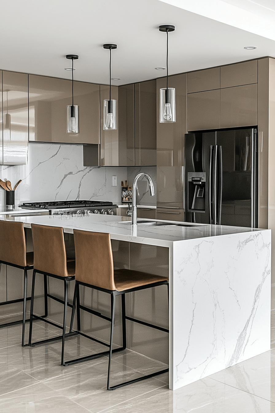 greige kitchen cabinets