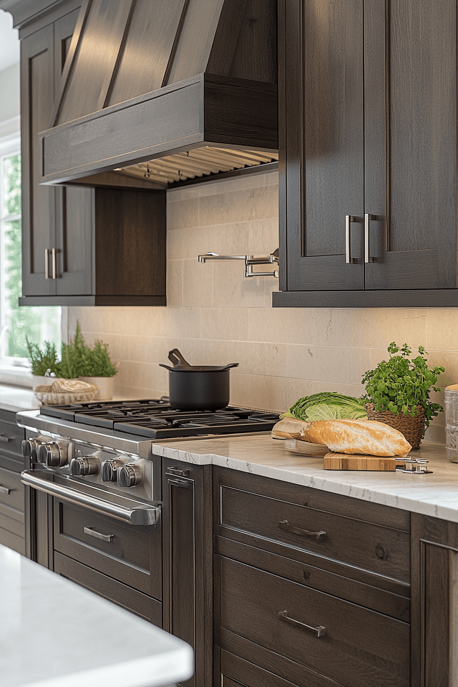 dark wood kitchen cabinets
