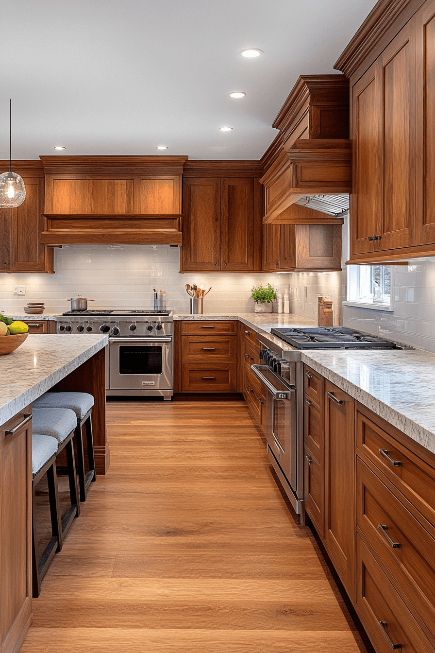 brown cabinets kitchen