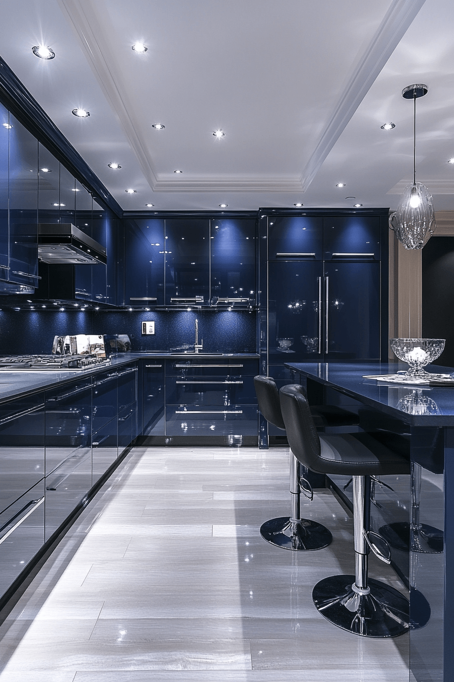 navy blue kitchen cabinets