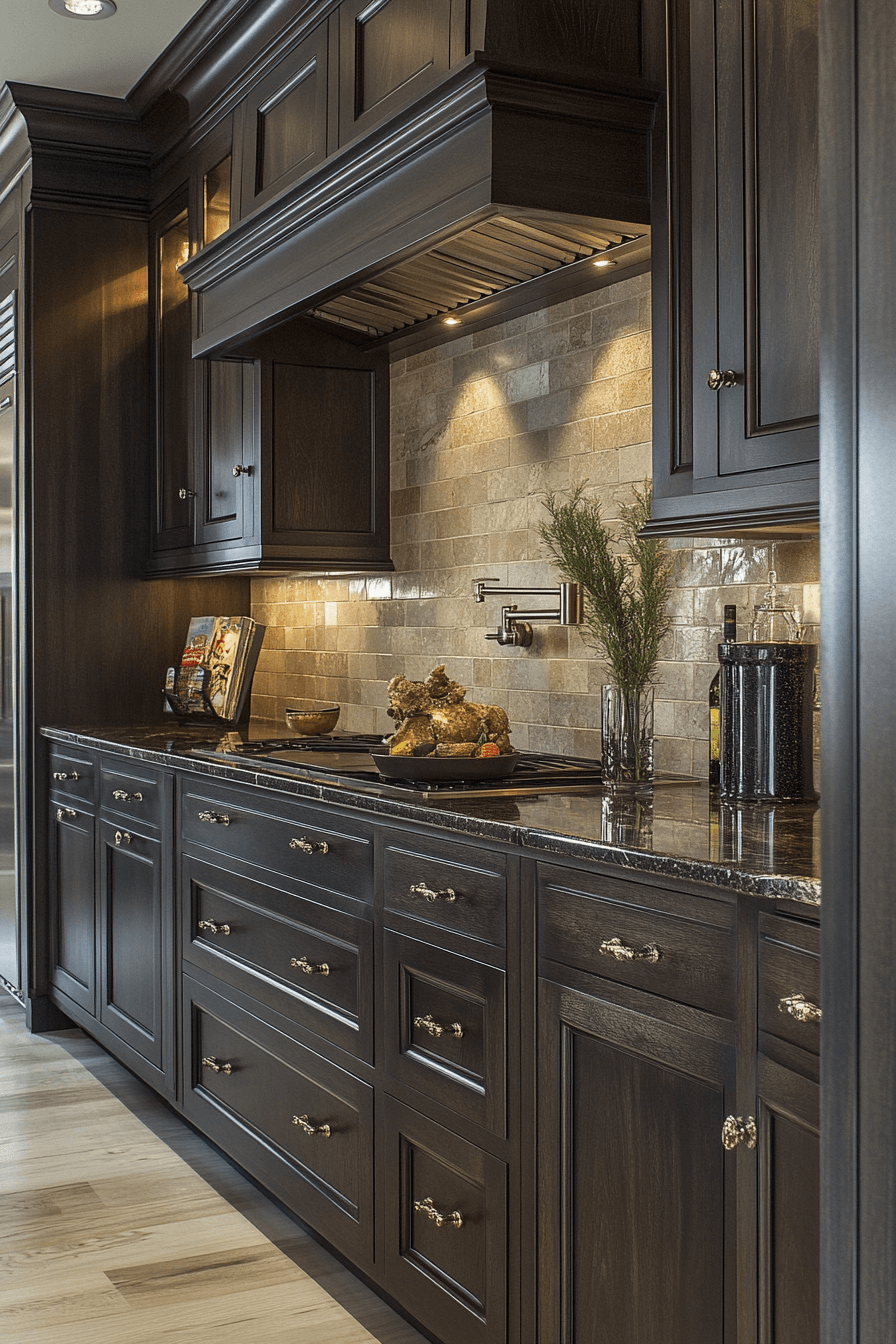 brown cabinets kitchen