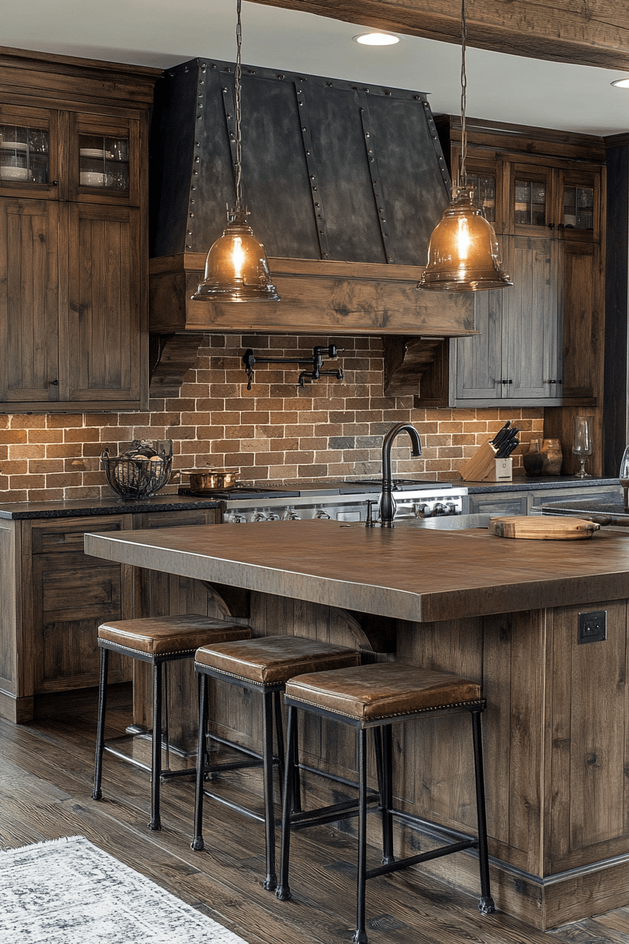 brown cabinets kitchen