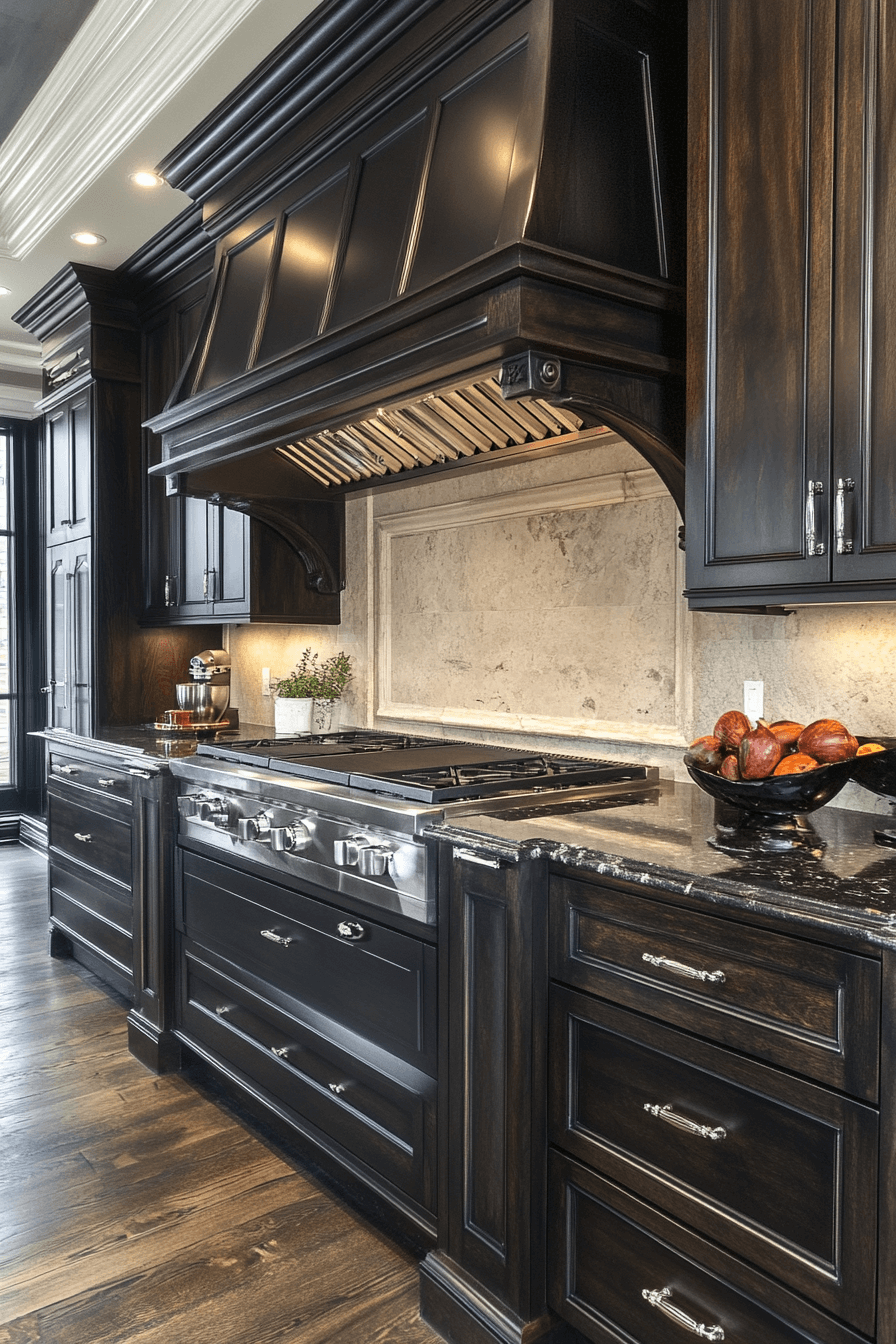 dark wood kitchen cabinets