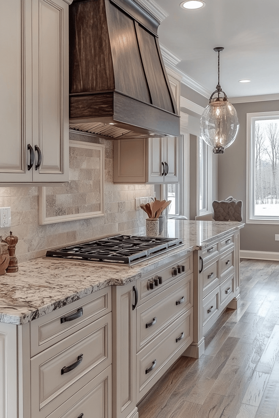 greige kitchen cabinets
