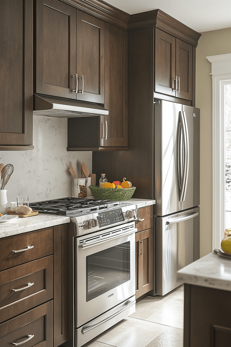 brown cabinets kitchen