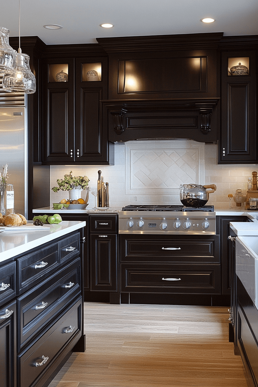 dark wood kitchen cabinets