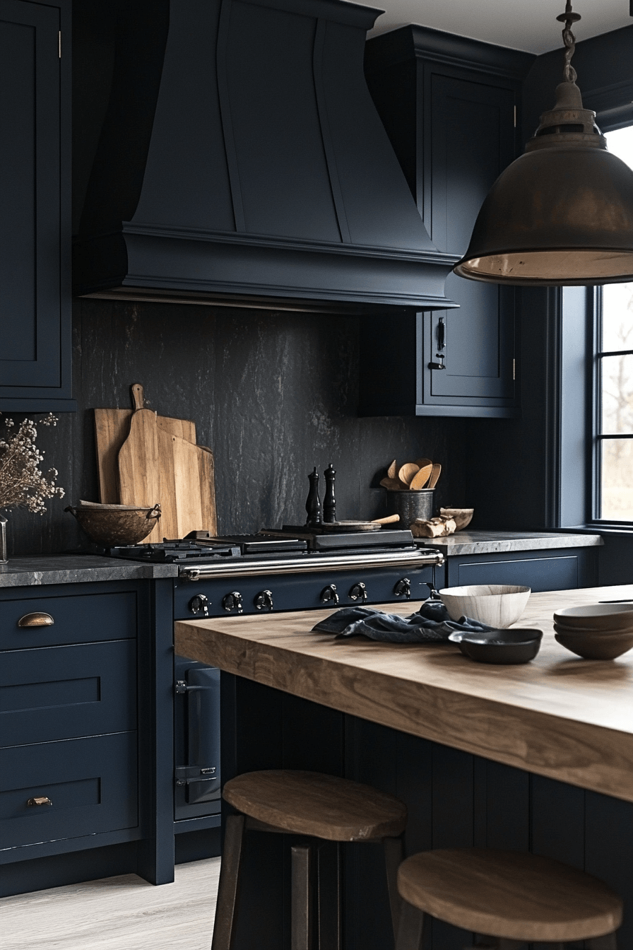navy blue kitchen cabinets