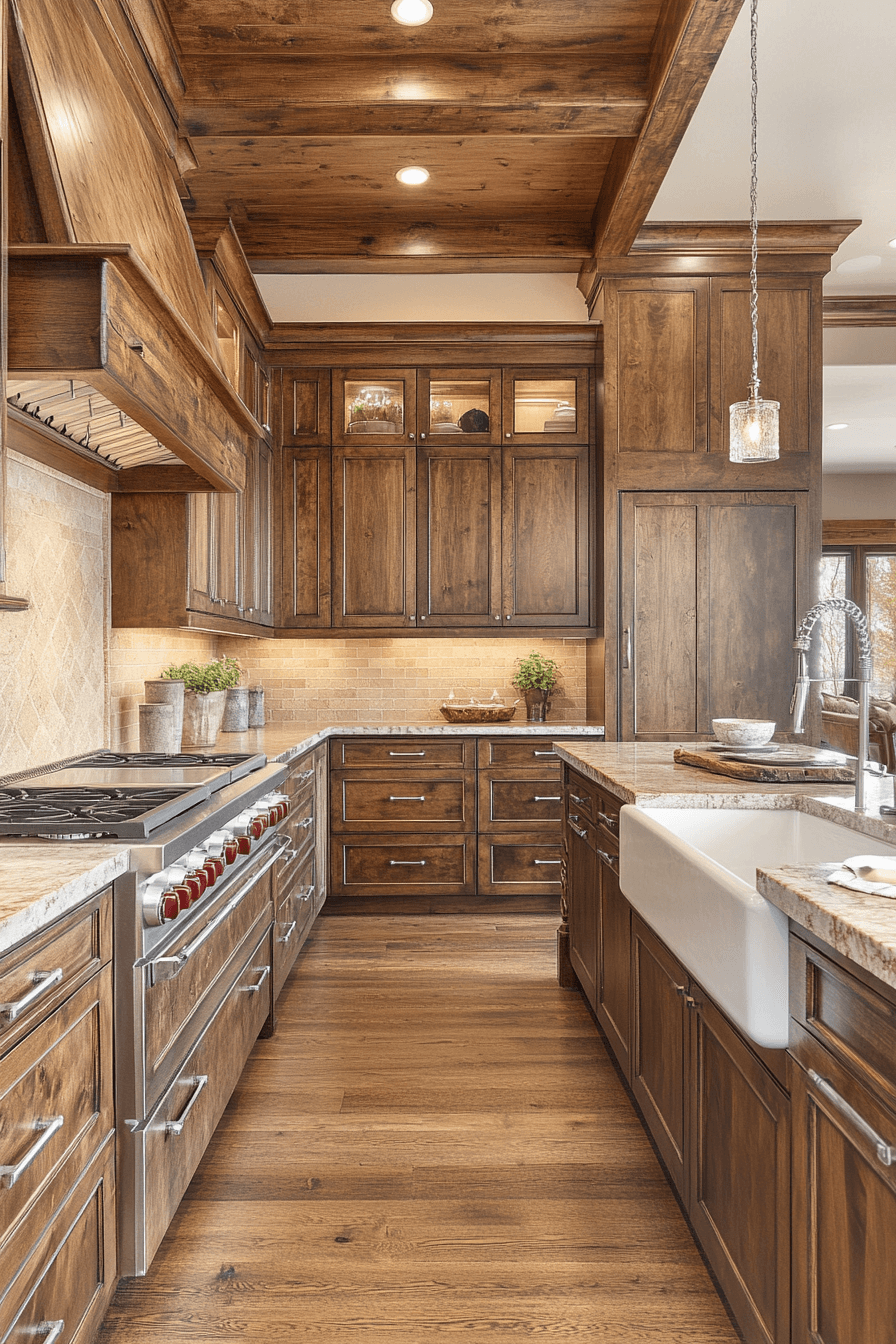 brown cabinets kitchen