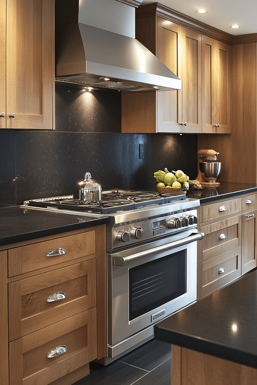 brown cabinets kitchen