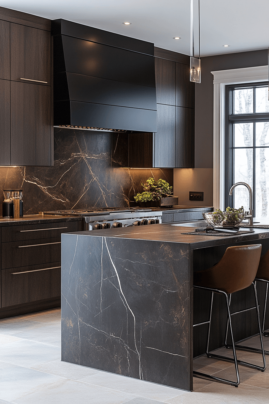 dark wood kitchen cabinets
