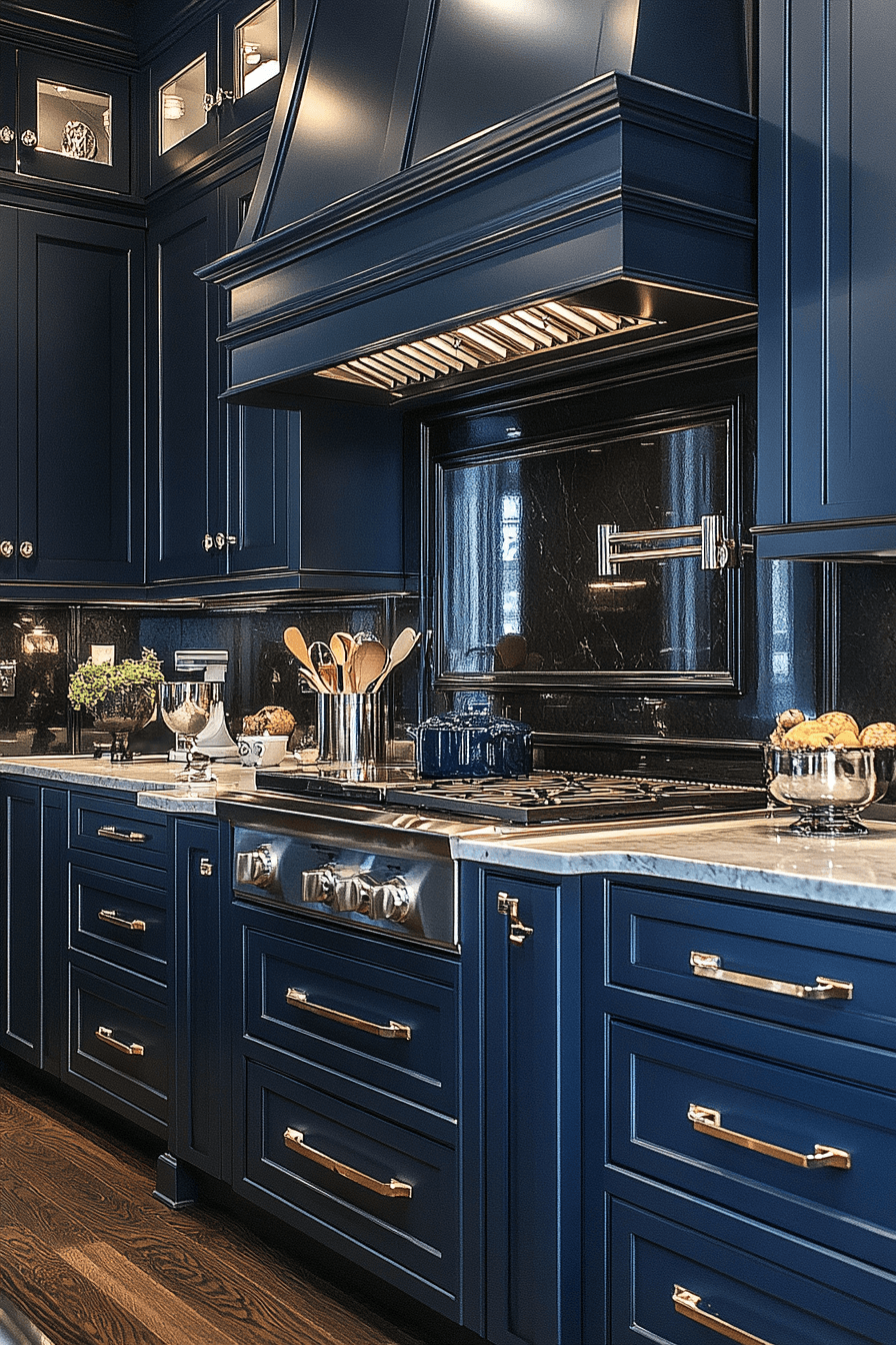 navy blue kitchen cabinets