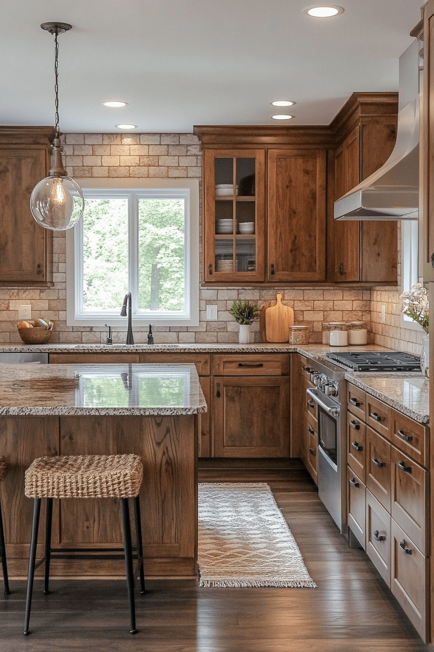 brown cabinets kitchen