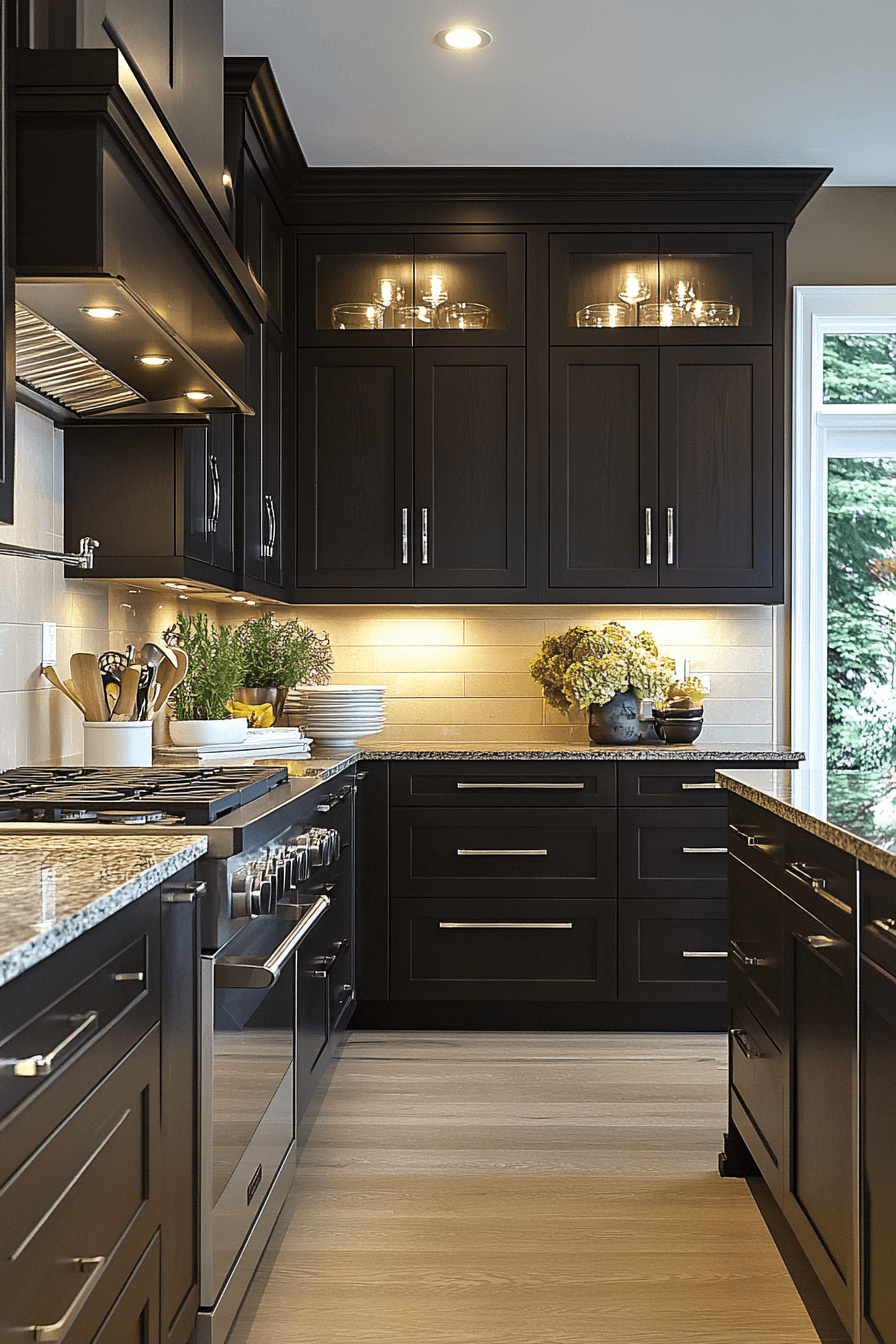 brown cabinets kitchen