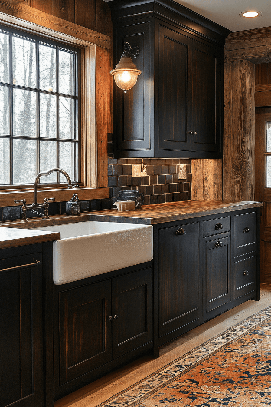 dark wood kitchen cabinets