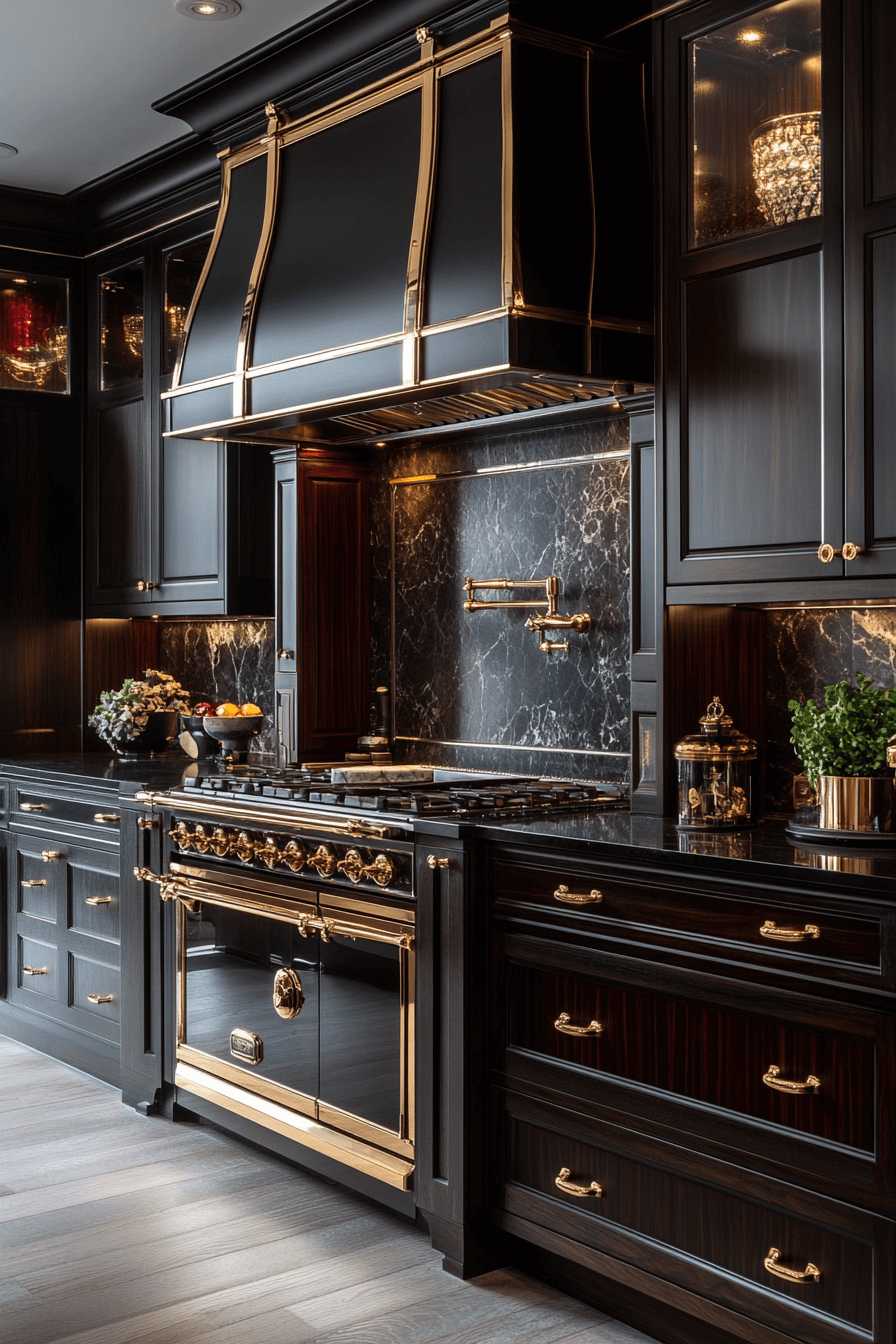 dark wood kitchen cabinets