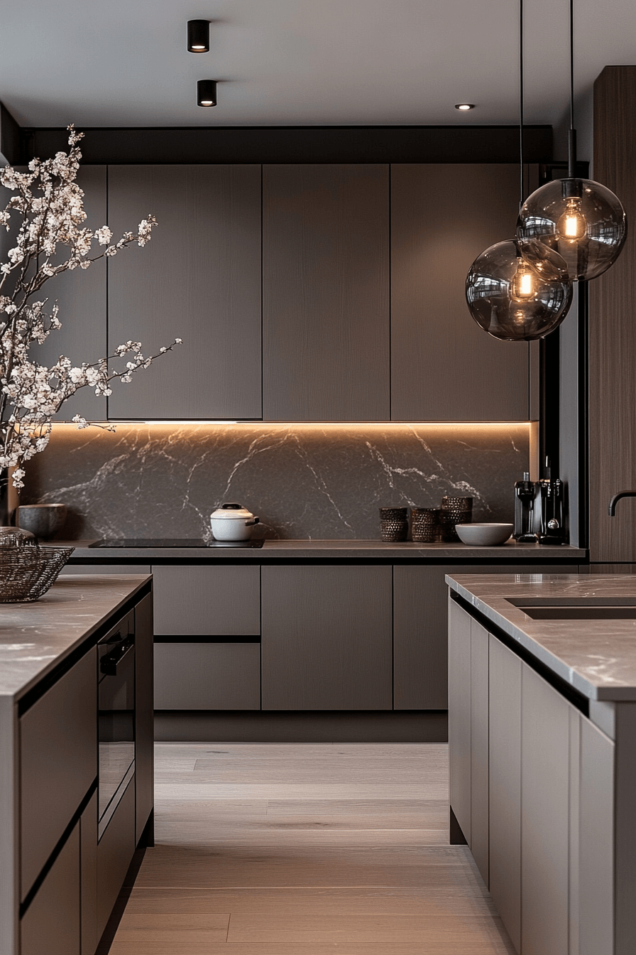greige kitchen cabinets