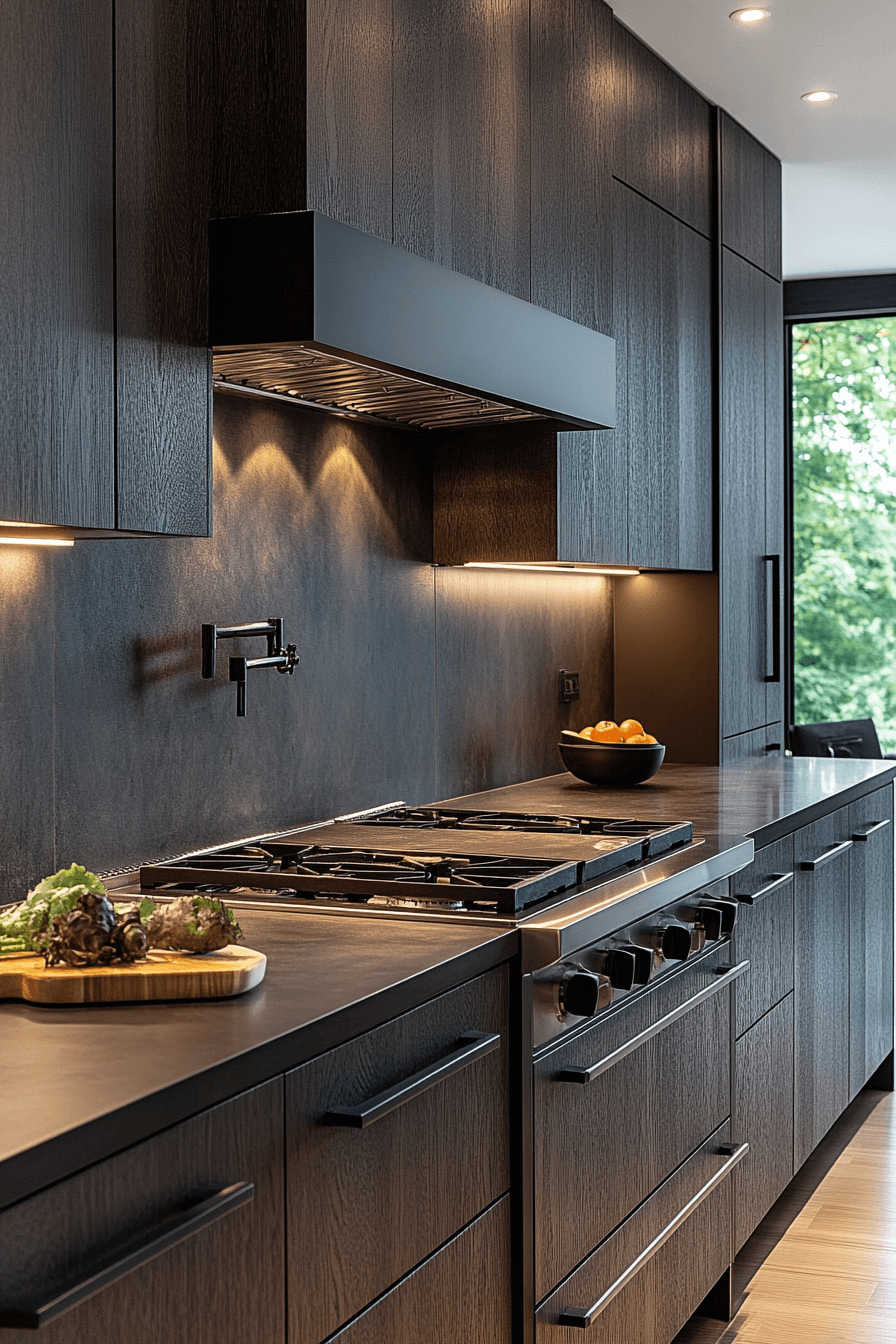 dark wood kitchen cabinets