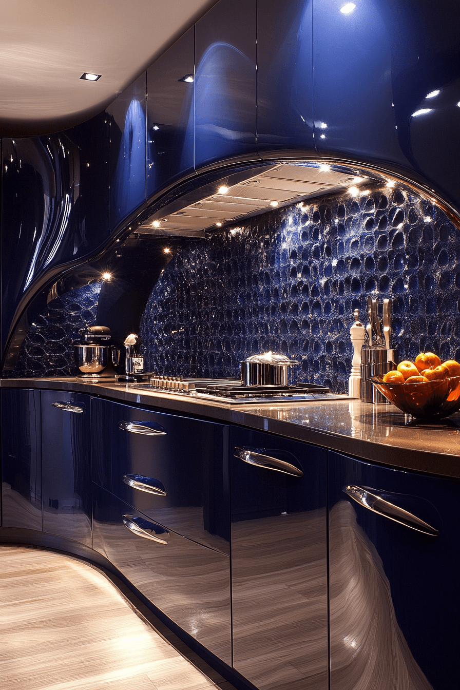 navy blue kitchen cabinets