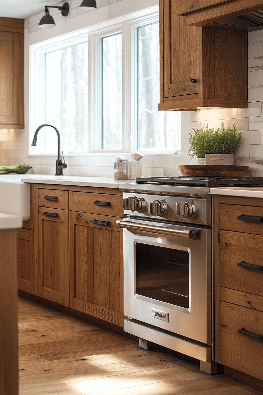 brown cabinets kitchen