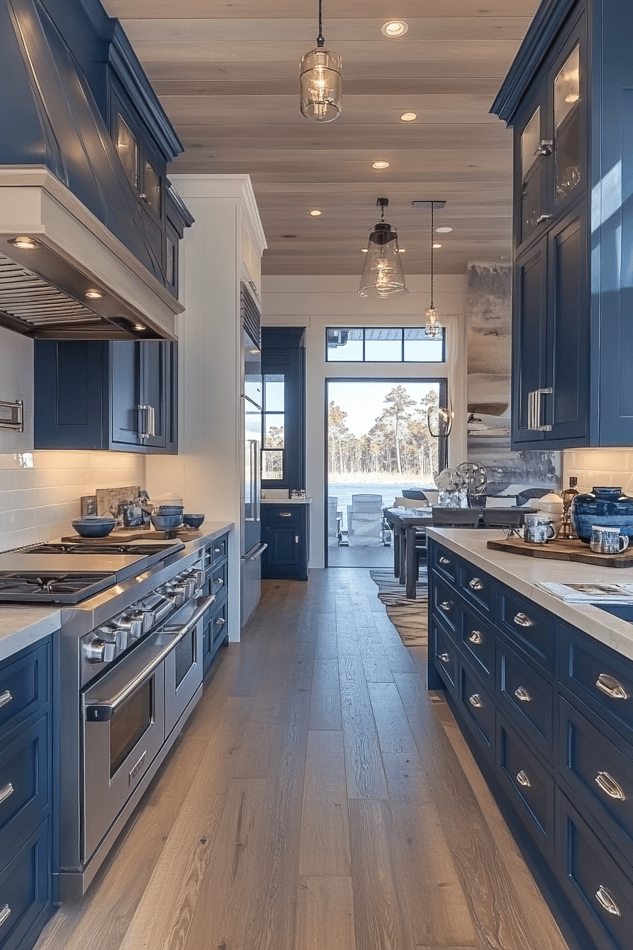 navy blue kitchen cabinets