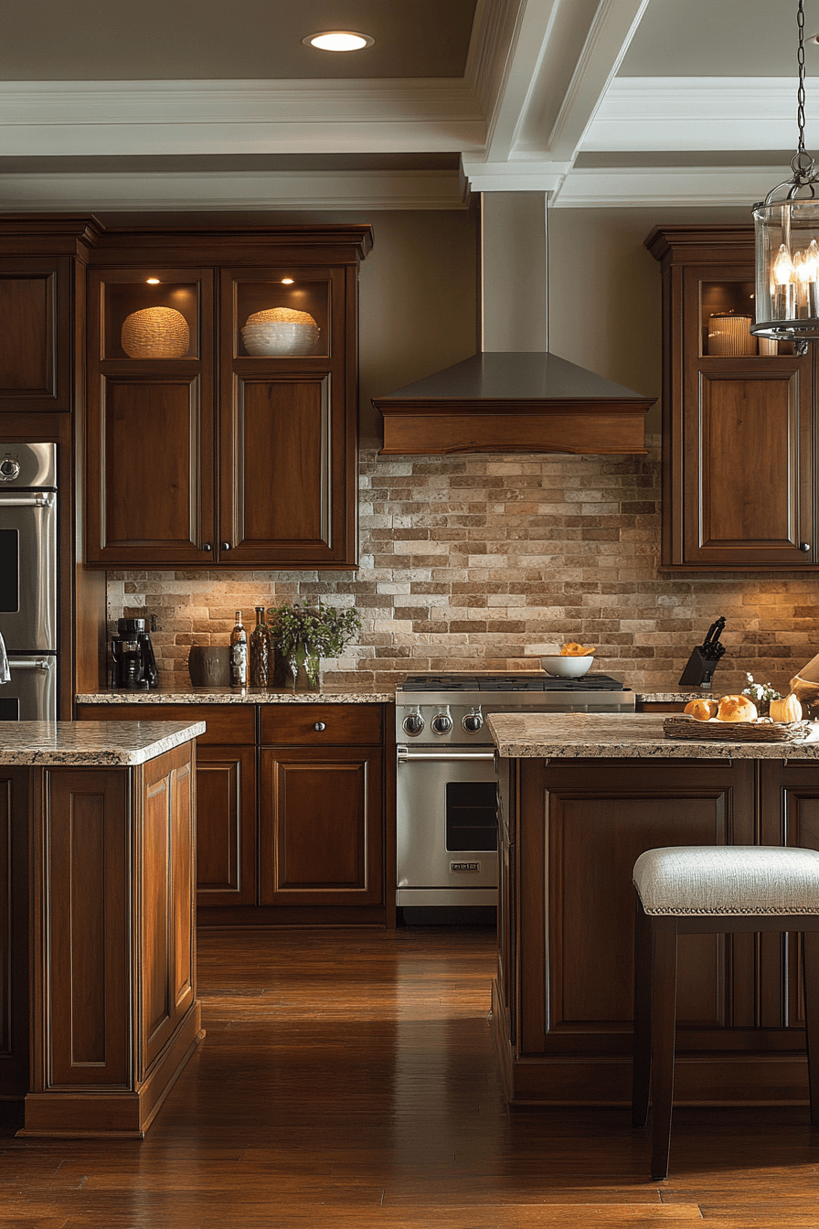 brown cabinets kitchen