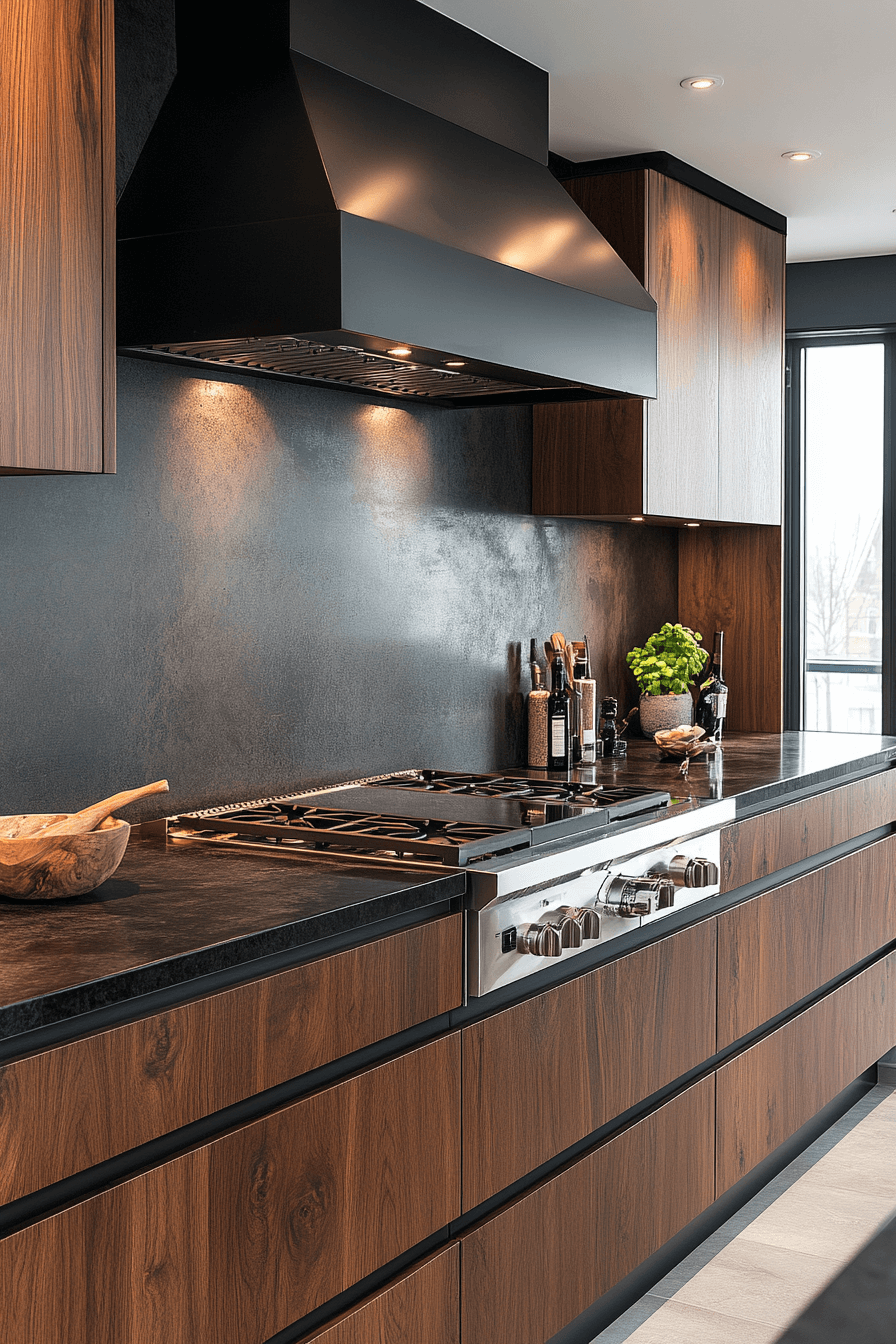 dark wood kitchen cabinets