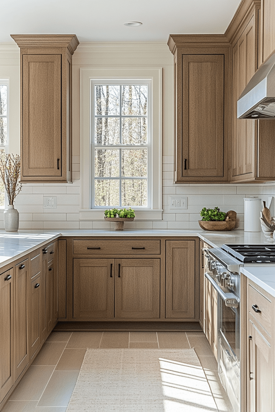 brown cabinets kitchen