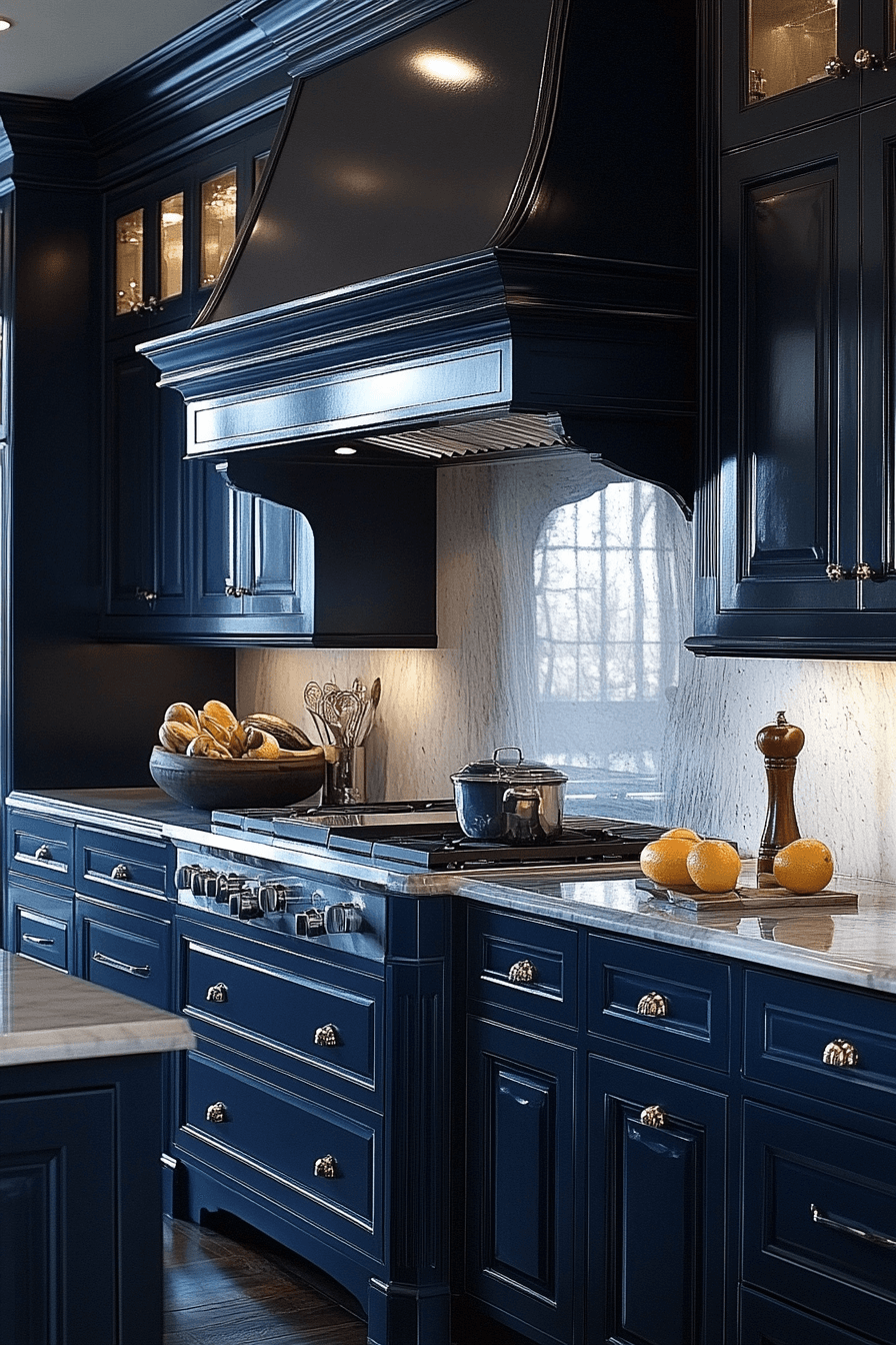 navy blue kitchen cabinets