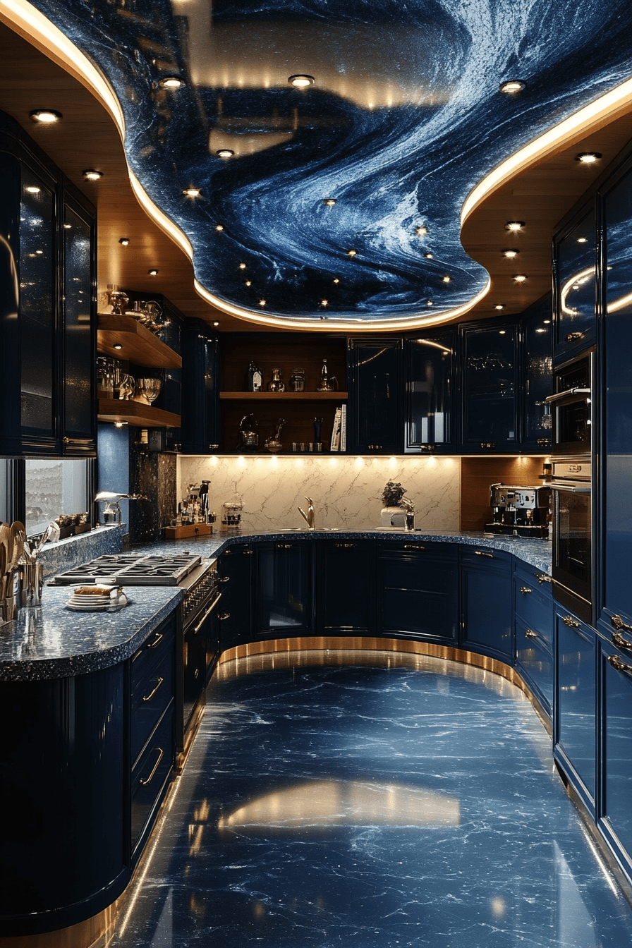navy blue kitchen cabinets