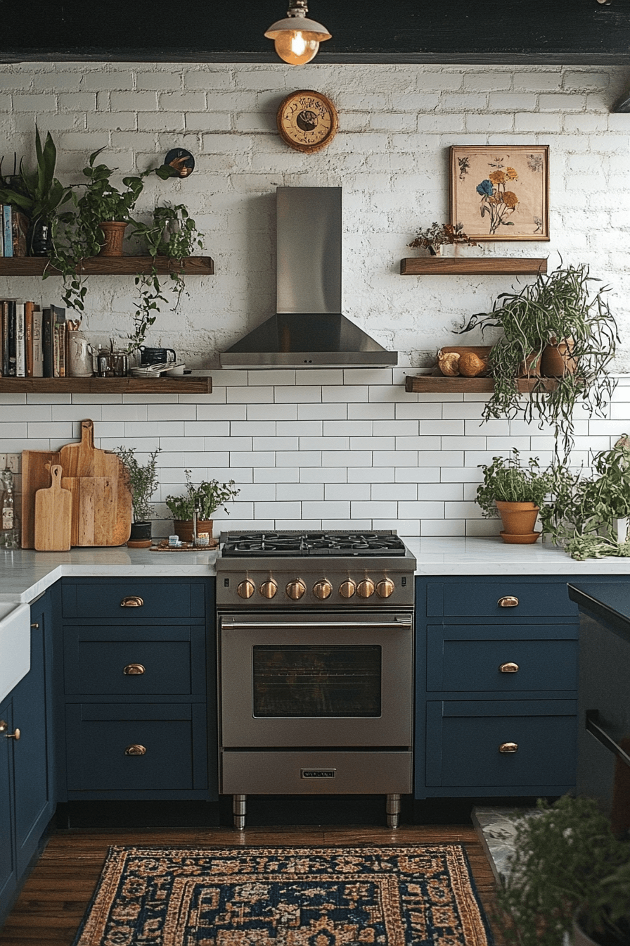 navy blue kitchen cabinets