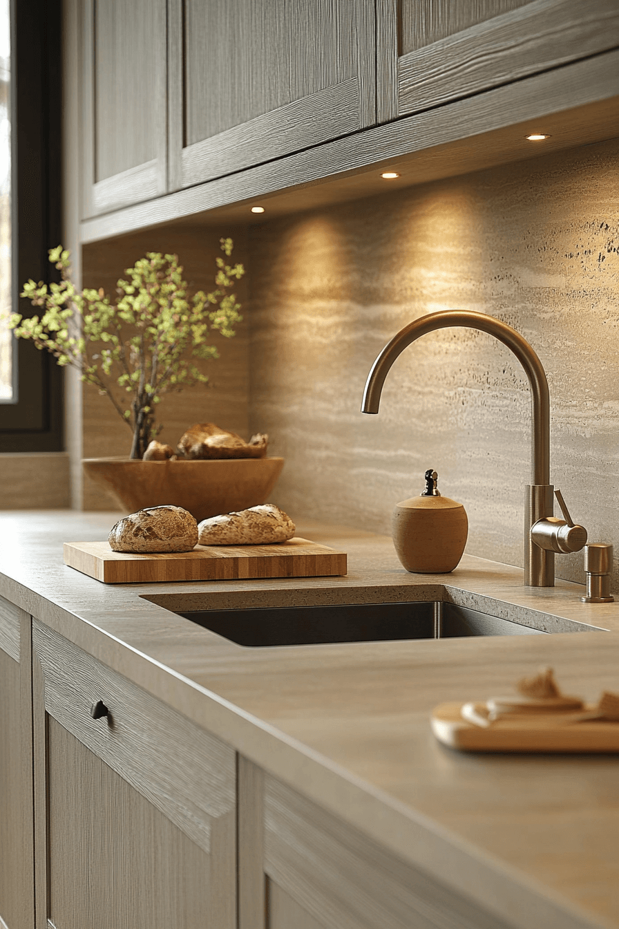 greige kitchen cabinets