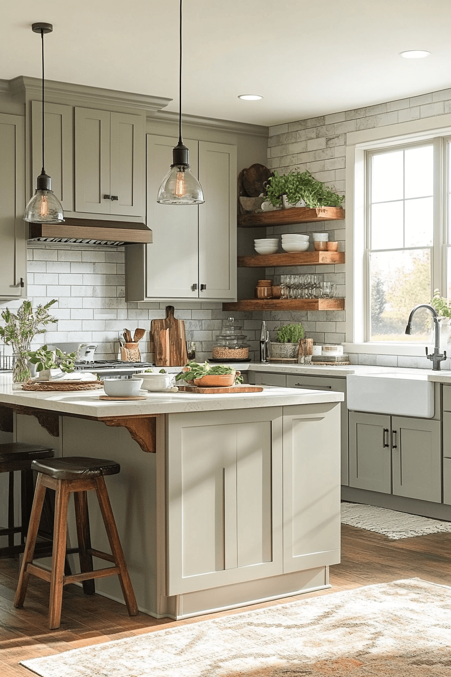 greige kitchen cabinets