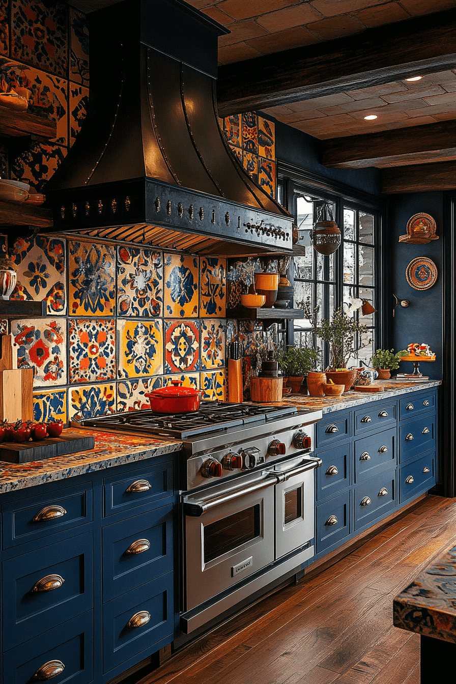 navy blue kitchen cabinets