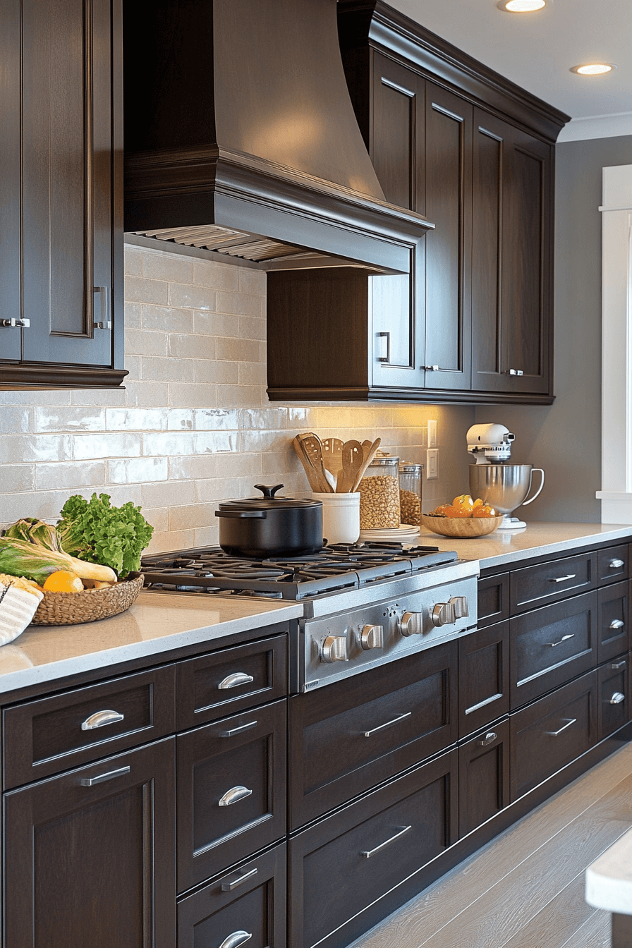 brown cabinets kitchen