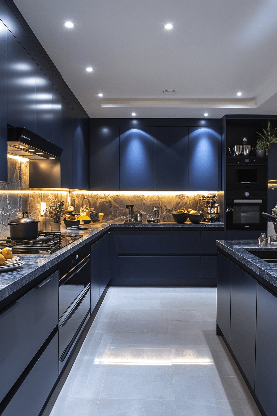 navy blue kitchen cabinets