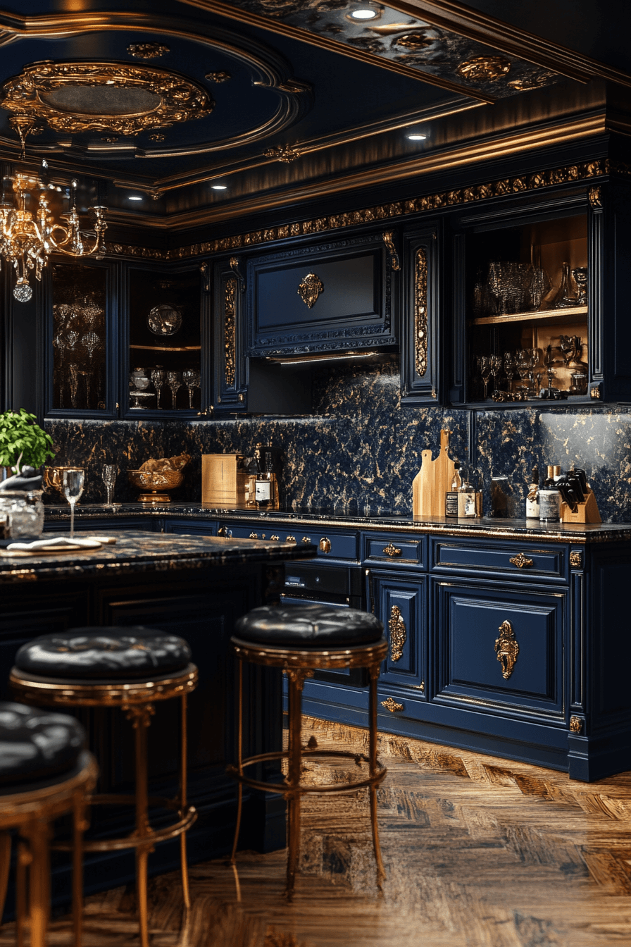 navy blue kitchen cabinets