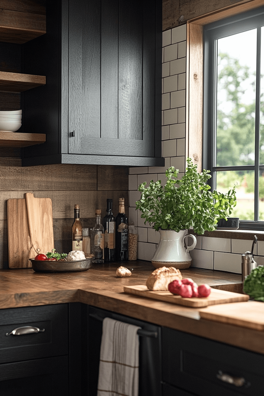 dark wood kitchen cabinets