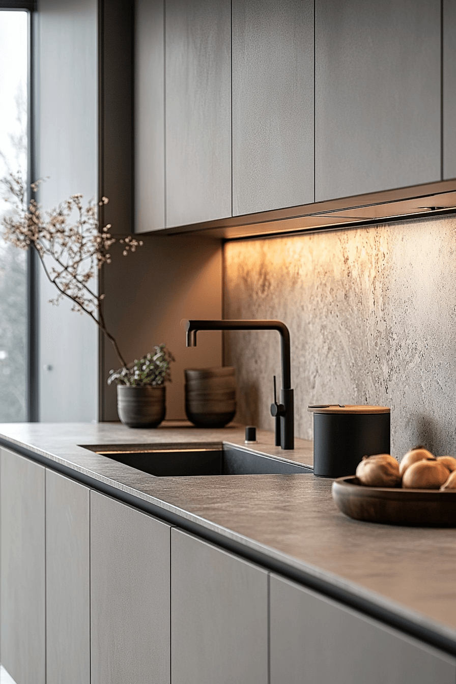 greige kitchen cabinets