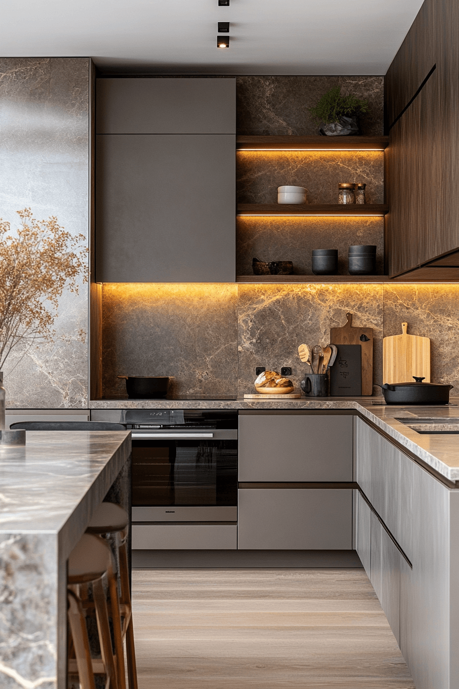 greige kitchen cabinets