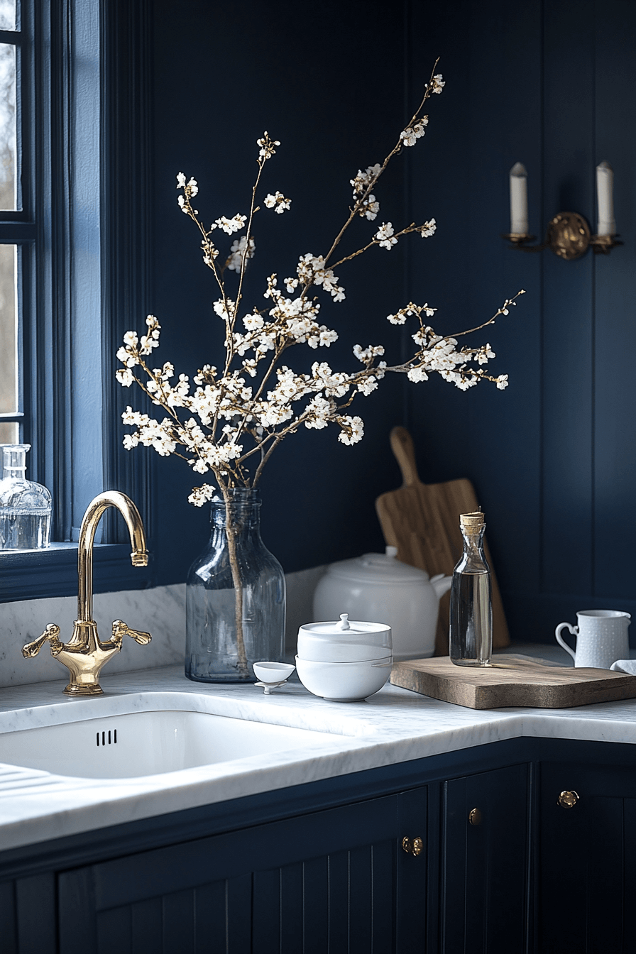 navy blue kitchen cabinets