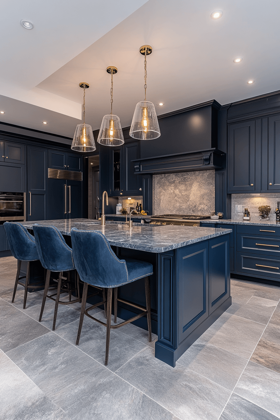 navy blue kitchen cabinets
