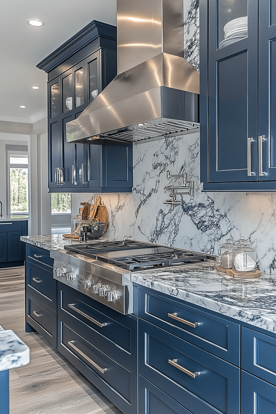 navy blue kitchen cabinets